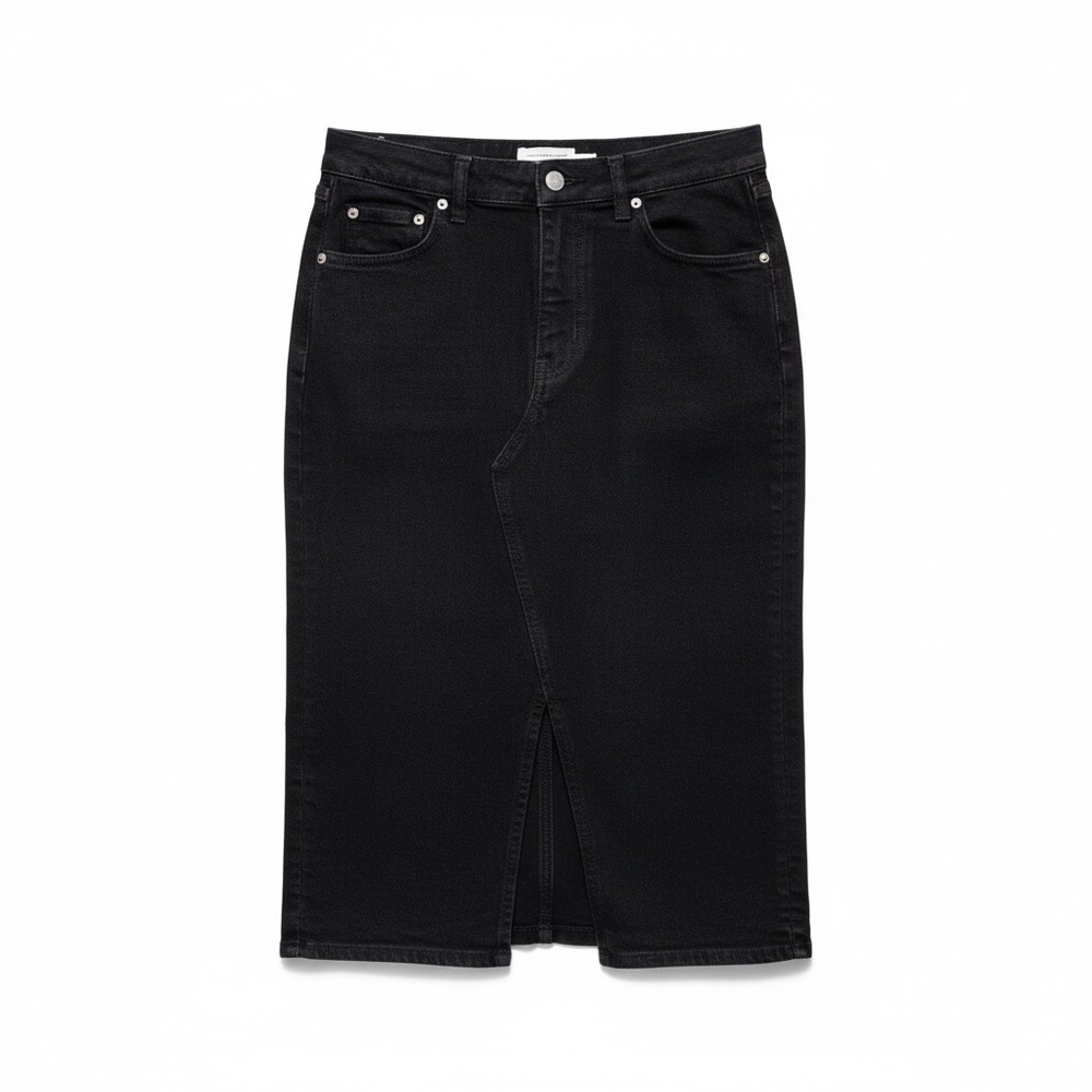 & Other Stories Black Denim Midi Pencil Skirt Women’s 6 US‎ High Waisted